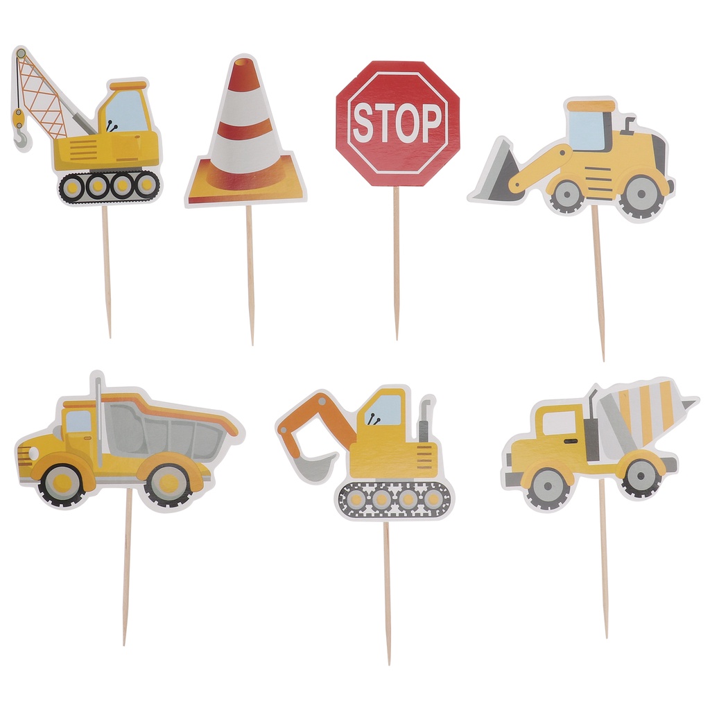 24pcs Topper Party Toppers Cake Decorations Truck Cupcake Toppers