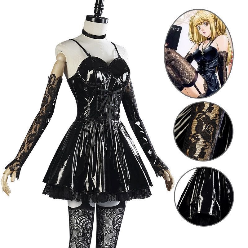 Misa Amane Cosplay Costume Death Note Cosplay Misa Amane Imitation Leather Sexy Dress Uniform 1116