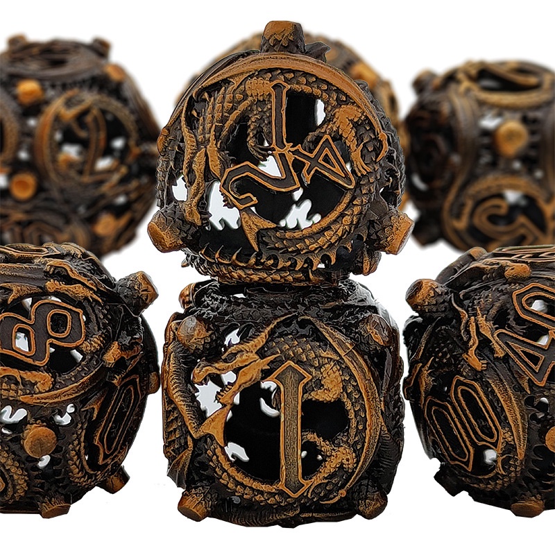 Metal hollow-out dice set DND Dragon and Dungeon polyhedral dice RPG ...