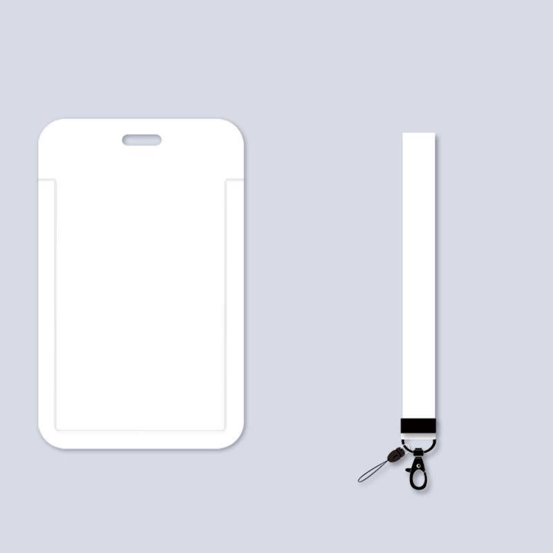 Ins Solid Color Card Holder with Long Lanyard for Student Car Card Meal