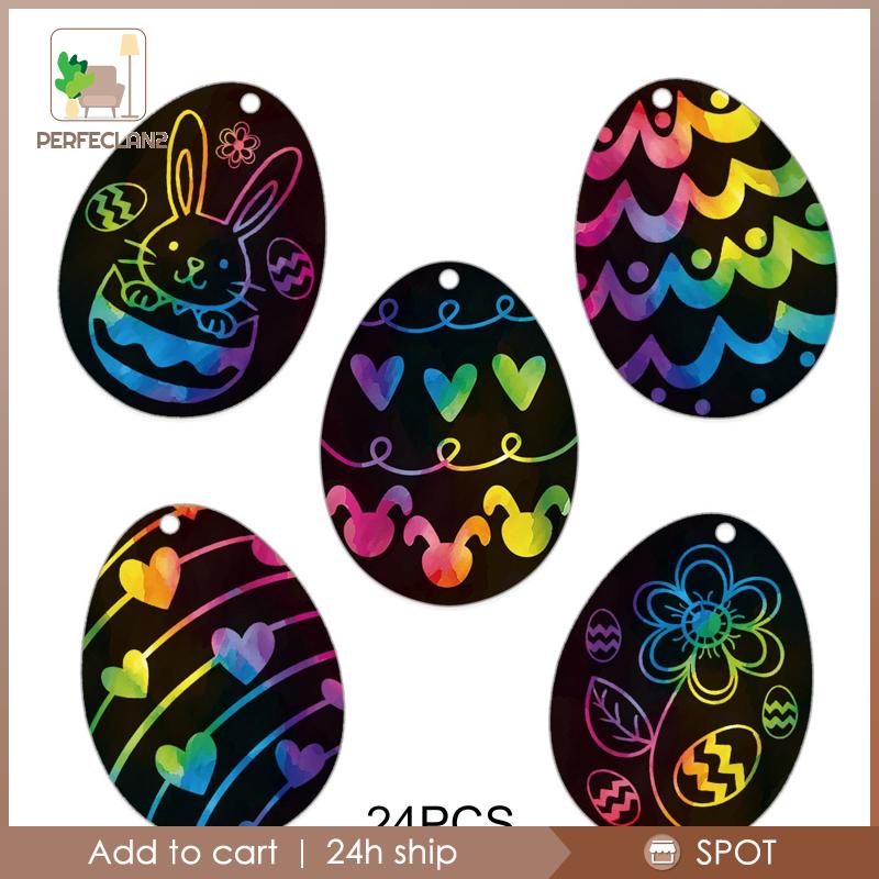 [Perfeclan2] 24x Easter Egg Scratch Paper Painting Toys Drawing for ...