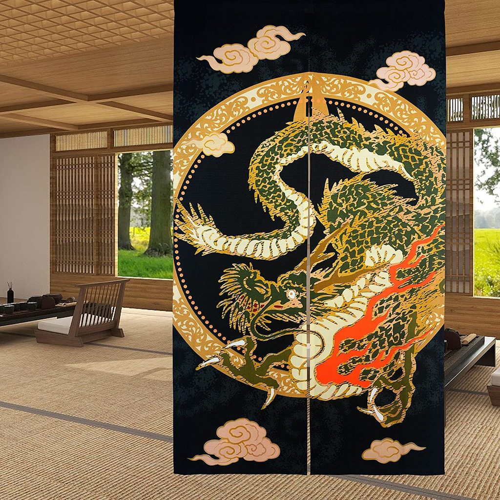 Anese Noren Curtain Style Doorway Panel Traditional Chinese Dragon Flying On The Cloud Printed Door Tapestry Room Divider Curtains For Kitchen Sushi 33 5 Wid Sho Singapore