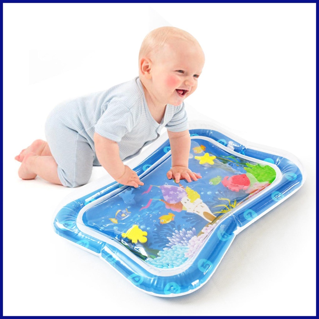 Water Play Mat Baby Inflatable Tummy Time Mat Baby Water Mat is Neutral ...