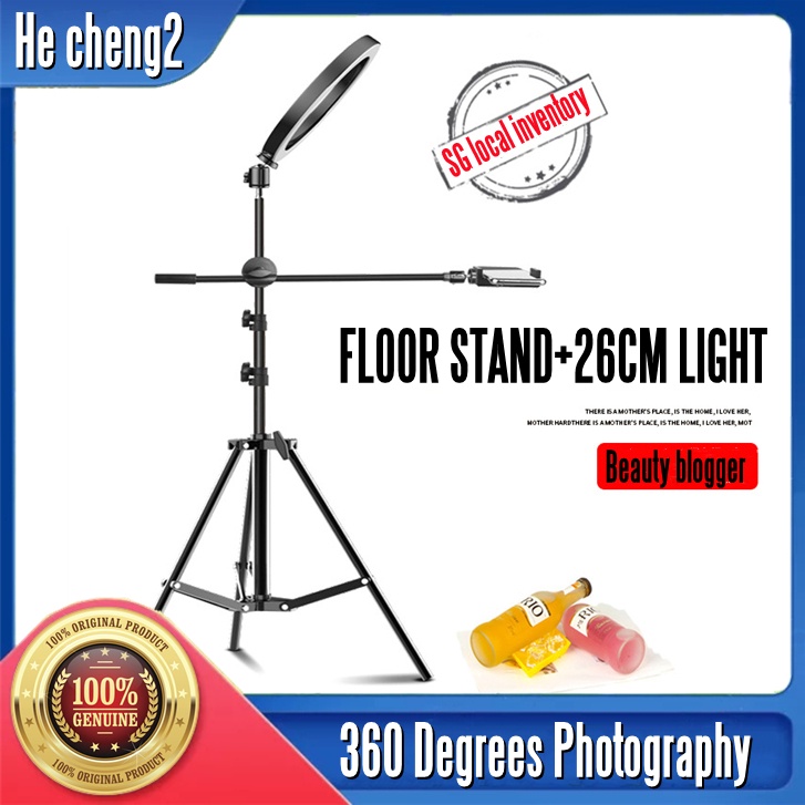 【SG STOCK】iPhone/ Xiaomi /Huawei /Android/ mobile phone camera tilt overhead bracket anchor live broadcast youtobe bilibili Multifunction tripod selfie photo food photography record video Beauty fill 