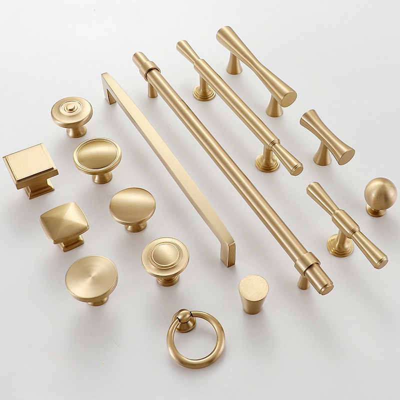 100 Brass Door Handle Solid Gold Drawer Knobs Wardrobe