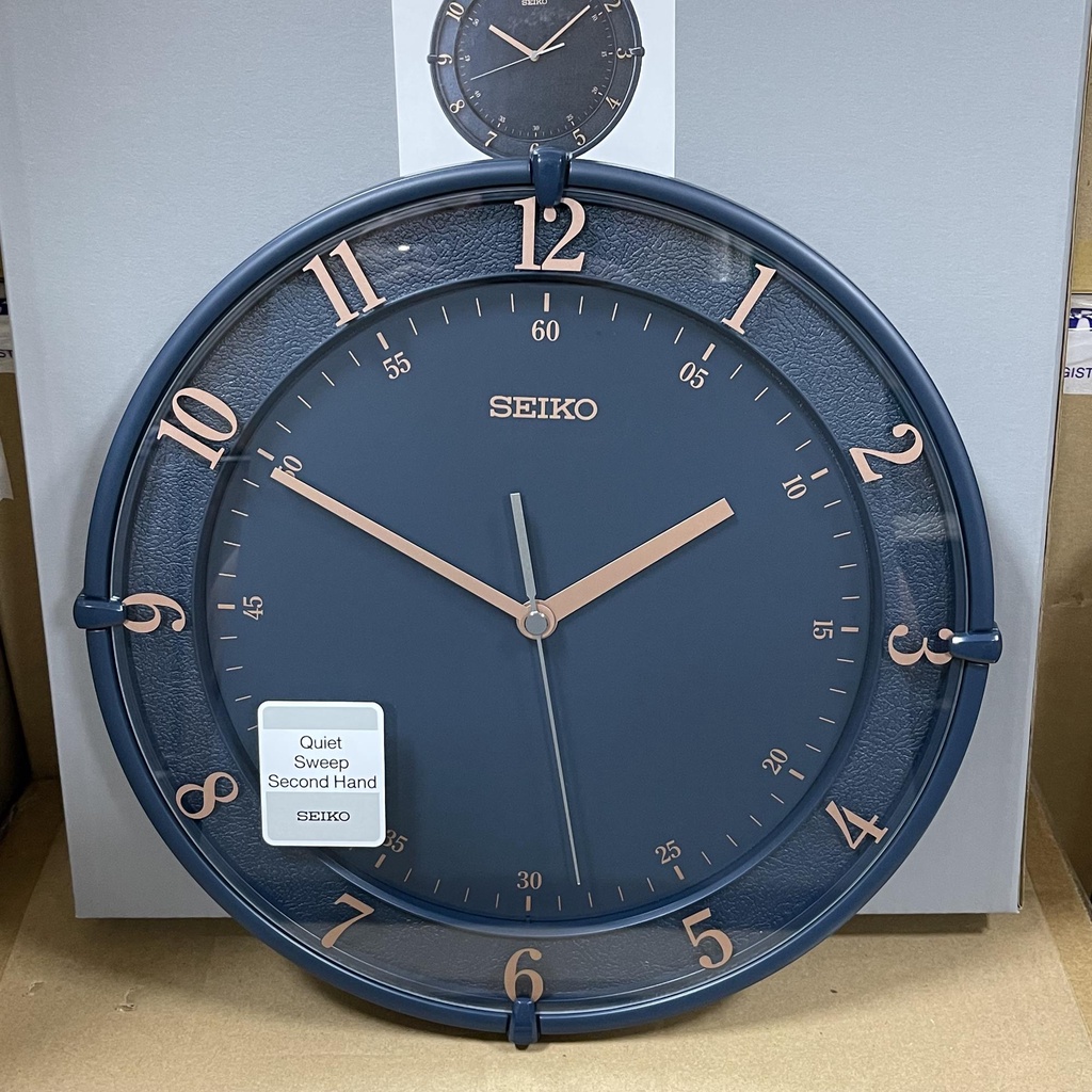 [Original] Seiko Clock QXA805L Blue Analog Quiet Sweep Silent Wall