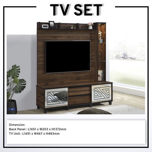 TV Set TV Cabinet with Feature Wall Mount TV with Rack | Shopee Singapore