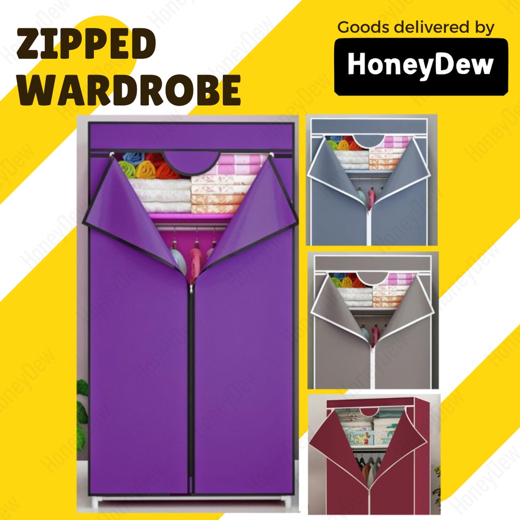Zipped Wardrobe Large Capacity Spacious Storage Rak almari pakaian baju