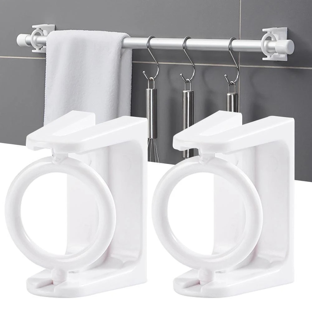 [Featured] 2Pcs Waterproof Fixed Clip Wall Hanging Curtain Rod