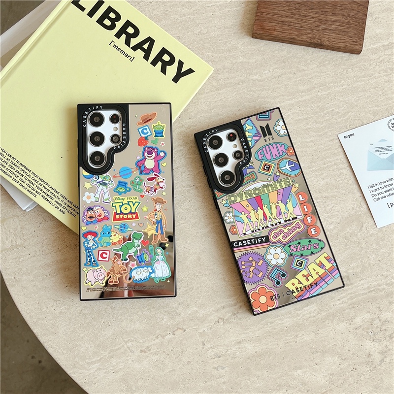 Samsung Galaxy S23 Ultra S23 Plus S22 Ultra phone case TiFY 【Toy friends】BTS creative stickers Mirror Effect INS style TPU Shockproof protec Cover
