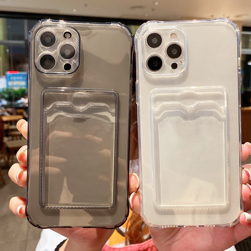 Transparent Shockproof Phone Case Compatible for iPhone 14 13 12 11 Pro Max X XR XS Max 7 8 Plus SE 2020 2022 Clear Silicone Anti-fall Airbag Card Soft TPU Cover
