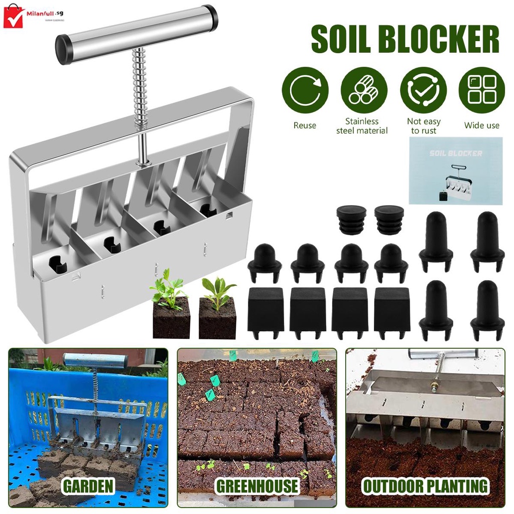 Soil Block Maker Micro Soil Blocker Set Handheld Ergonomic Soil