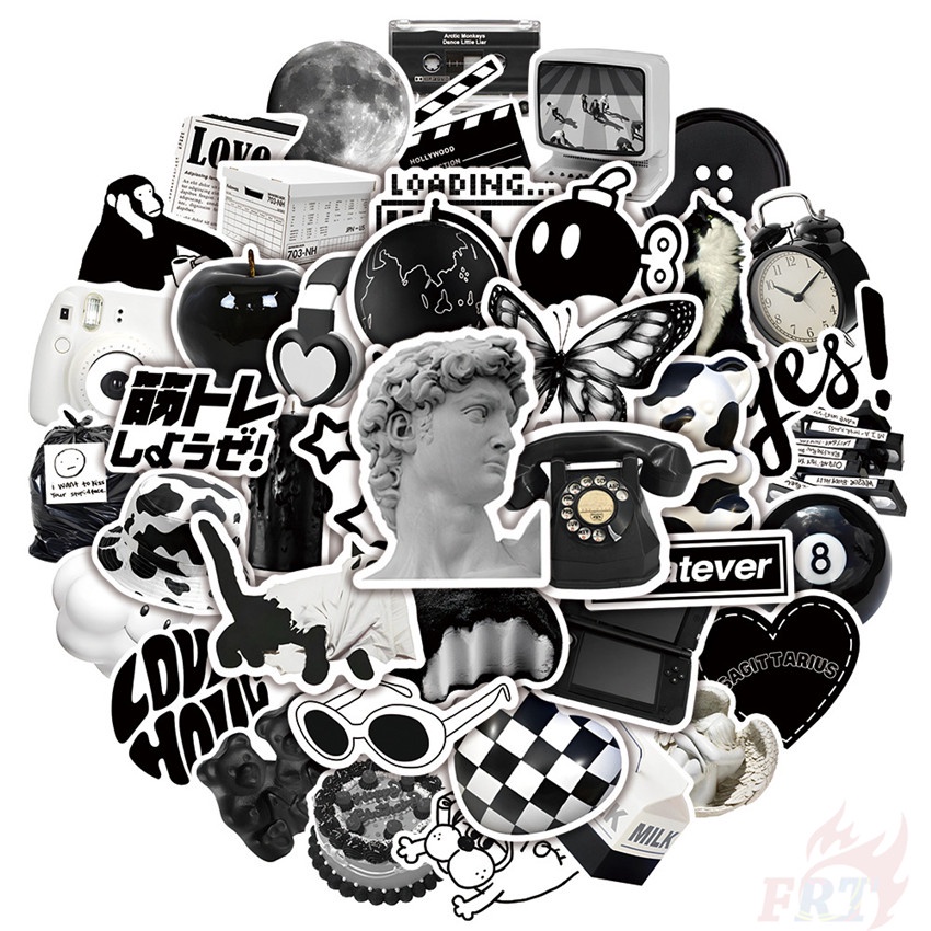 50Pcs/Set Nordic Classical Black & White Style Series 08 Stickers ...