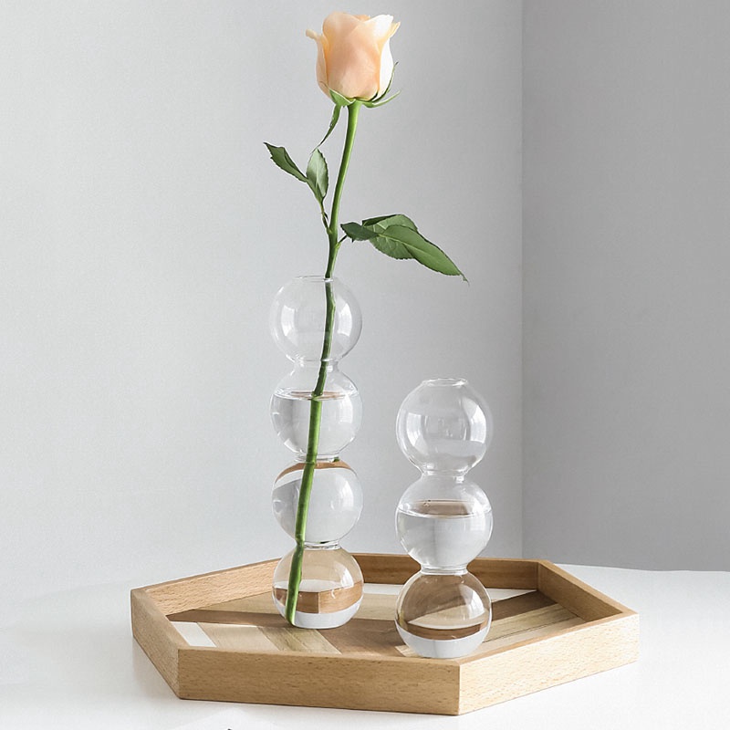 W&H Nordic Glass Vase Decor Plant Flower Vase Home Decoration Multi-ball Multi-Color