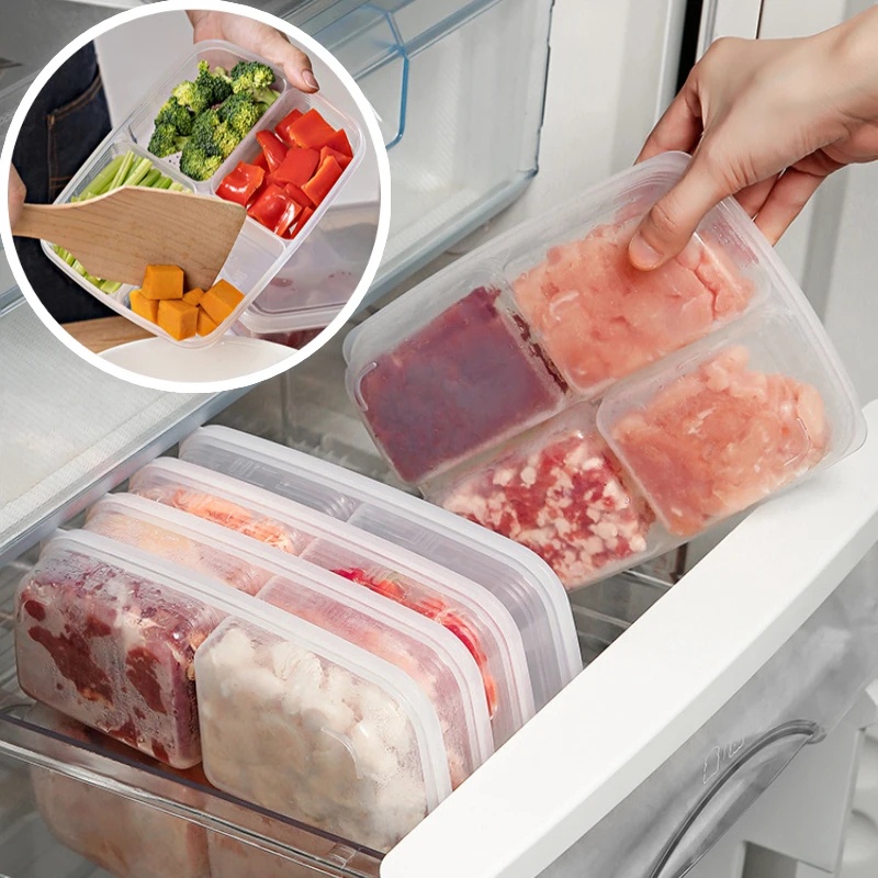 Portable Compartment Refrigerator Freezer Organizer With Lid Kitchen