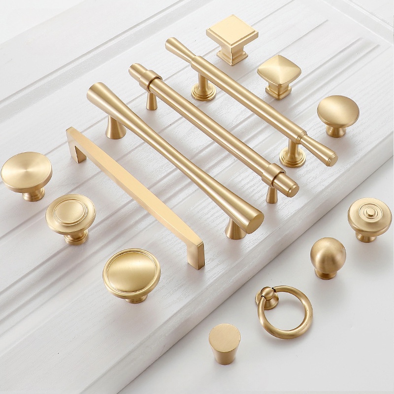 100 Brass Door Handle Solid Gold Drawer Knobs Wardrobe