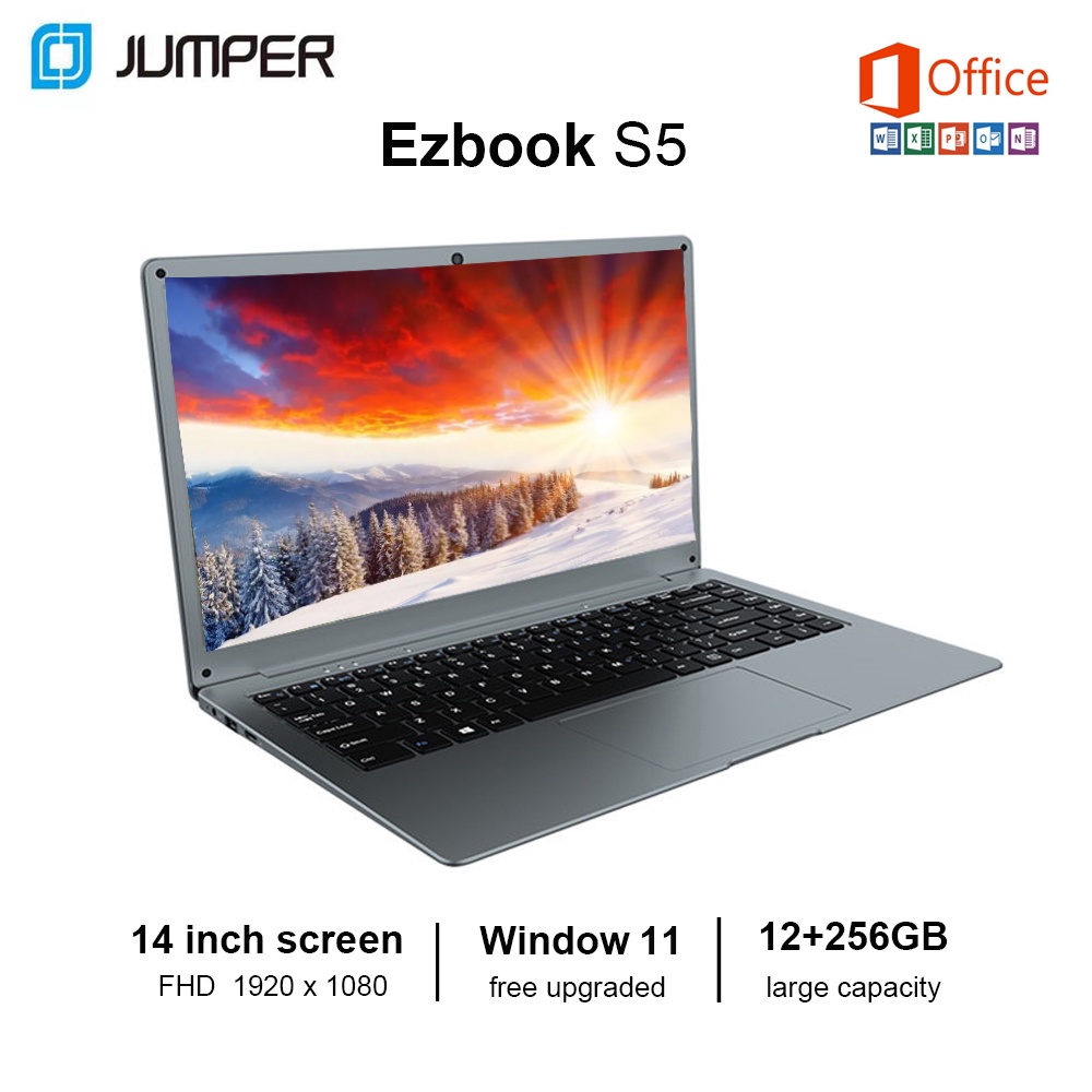 【72 Hours Local Delivery】1 Year Warranty  | Jumper EZbook S5 New 14 inch Laptop Computer| 12GB RAM 256GB SSD | Intel® Celeron N3350 Dual Core Window 11 Office Install