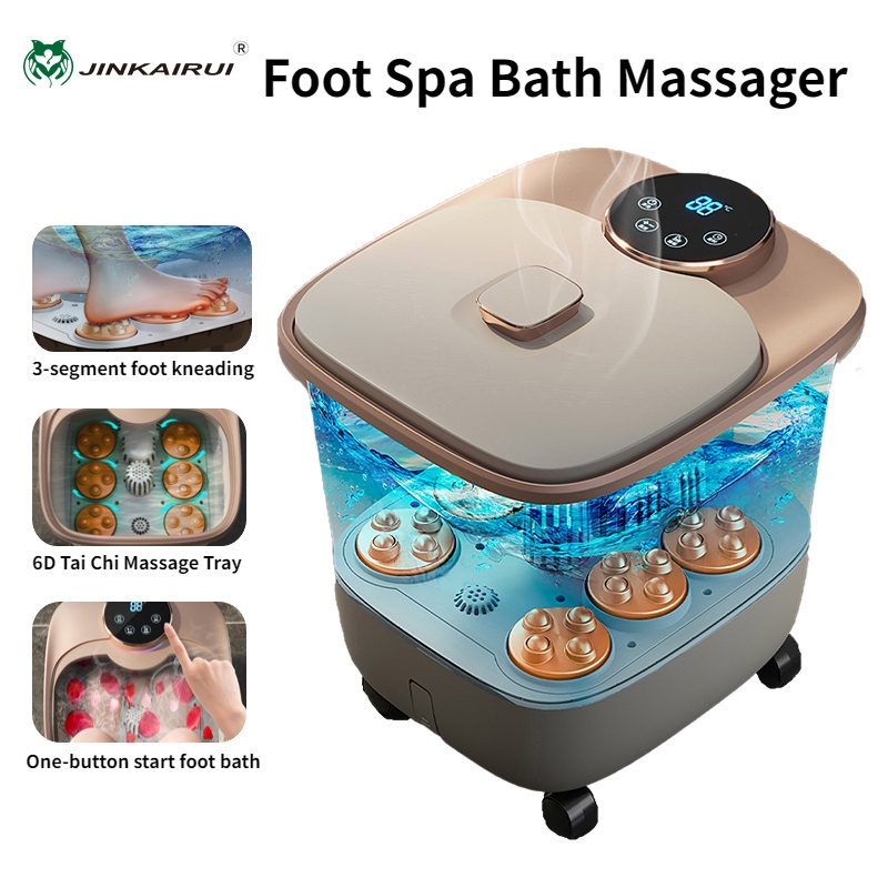 New Foot Bath Foot Spa Massage Bucket Red light Heating Scraping Active
