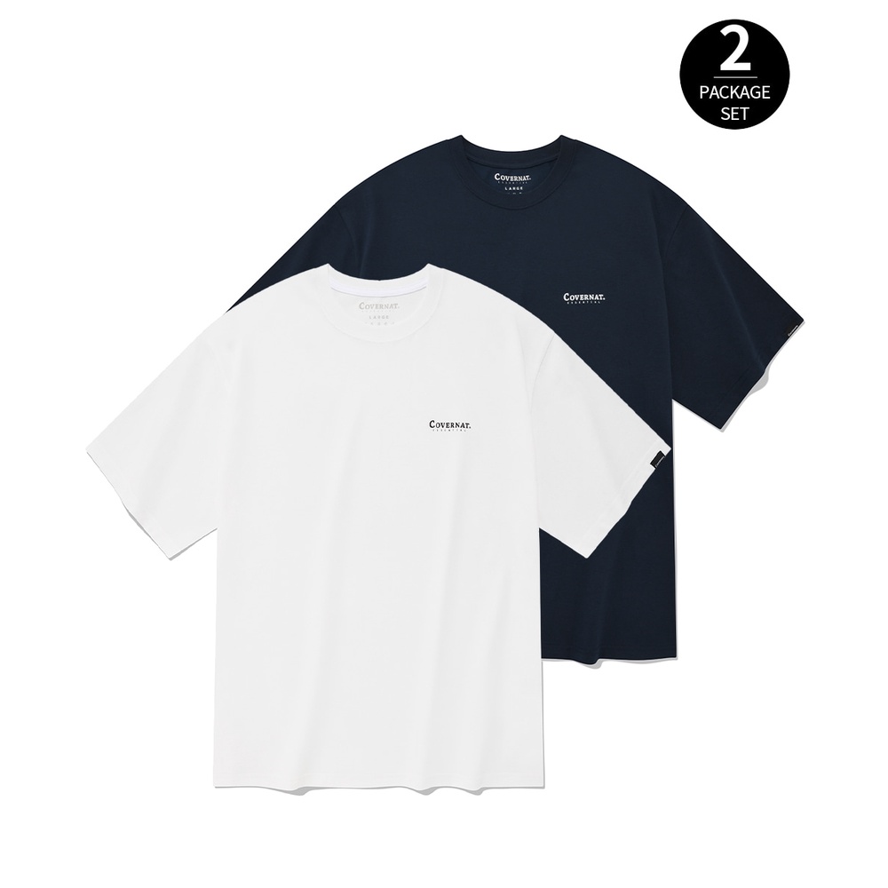 [COVERNAT] 23SS ESSENTIAL COOL COTTON 2-PACK T-SHIRT(WHITE/NAVY ...