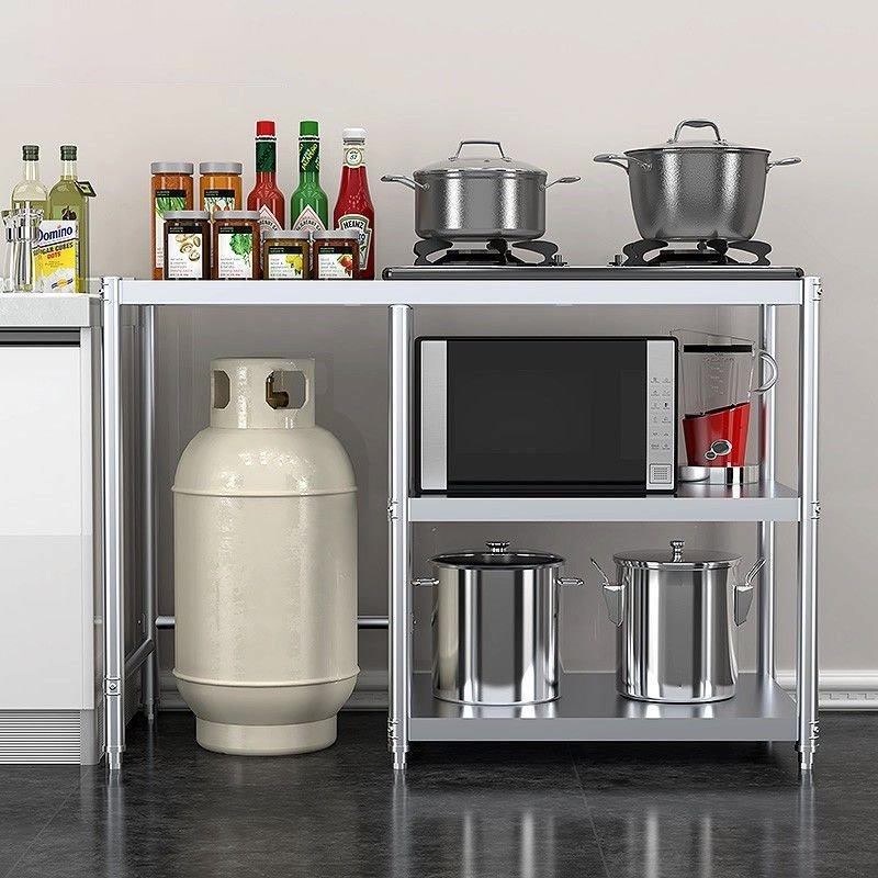 Stainless steel kitchen rack stove table rack microwave oven pot bowl