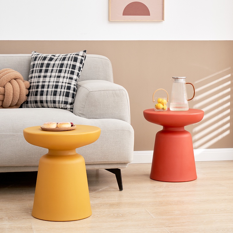 Scandinavian light luxury round plastic coffee table simple modern sofa ...