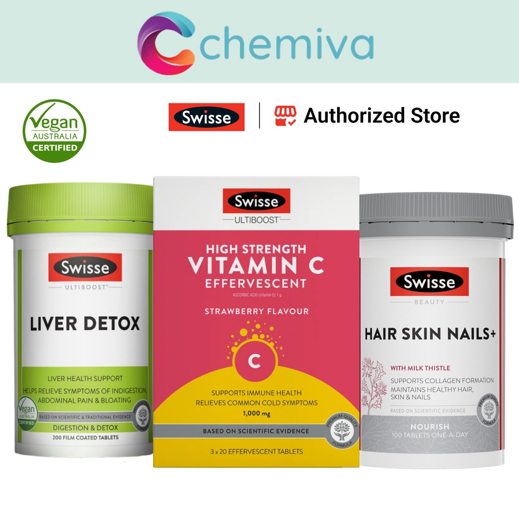 Swisse Vegan Vitamin and Supplement (Liver Detox, GrapeSeed, Vitamin C