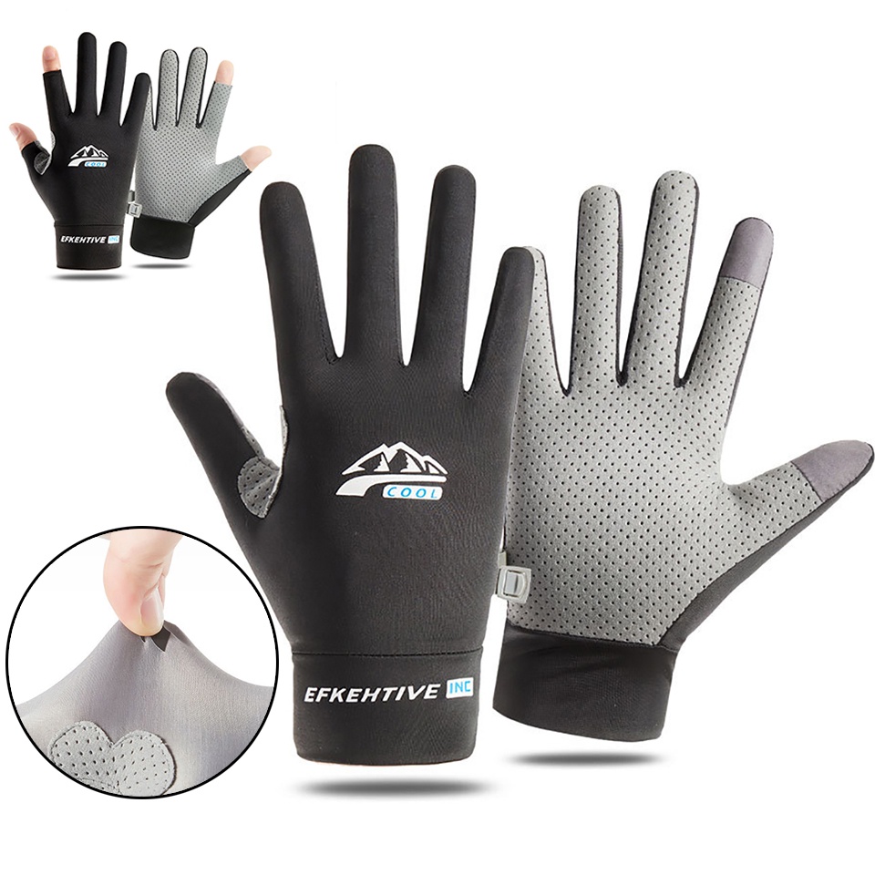 Ice Silk Fishing Sun Protection Gloves Women Men Outdoor Sports