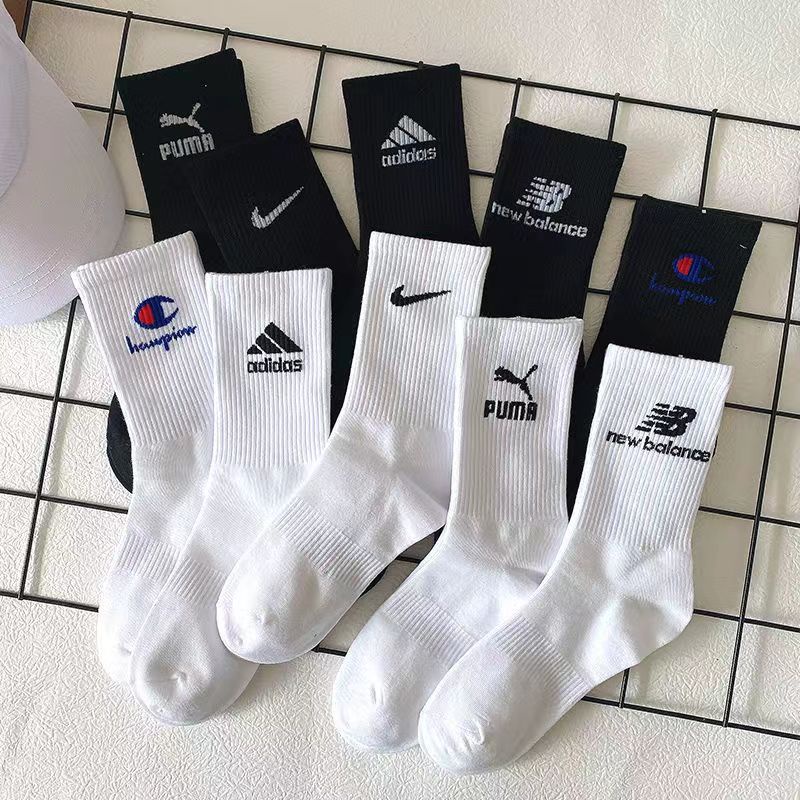 5 pairs Unisex Casual Sports Socks Running Basketball Long Tube Socks