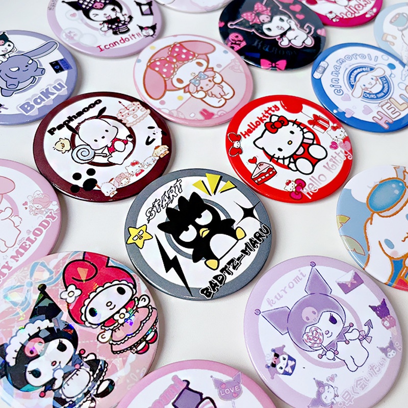 Button Hello Kitty And Friend Sanrio Brooch Tinplate Badge 58mm Anime Kuromi Brooch Pin