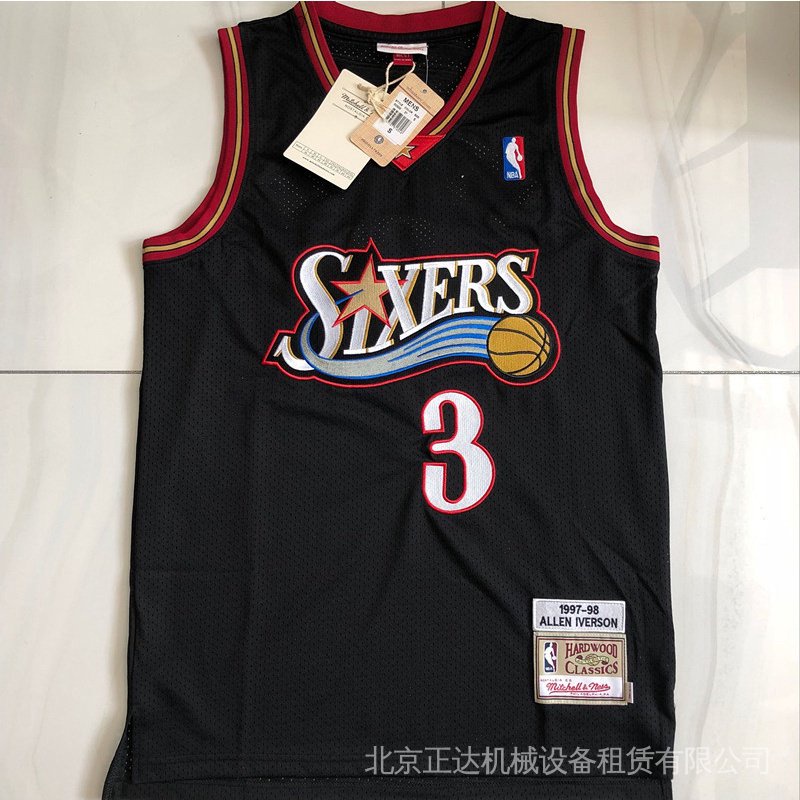 Full Embroidered Jersey NBA Philadelphia 76ers No . 3 Allen Iverson  Basketball Jersey Vest BWRJ