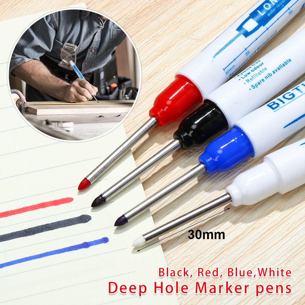 4pcs Long Nib Oil Markers Pens Waterproof Multipurpose Deep Hole