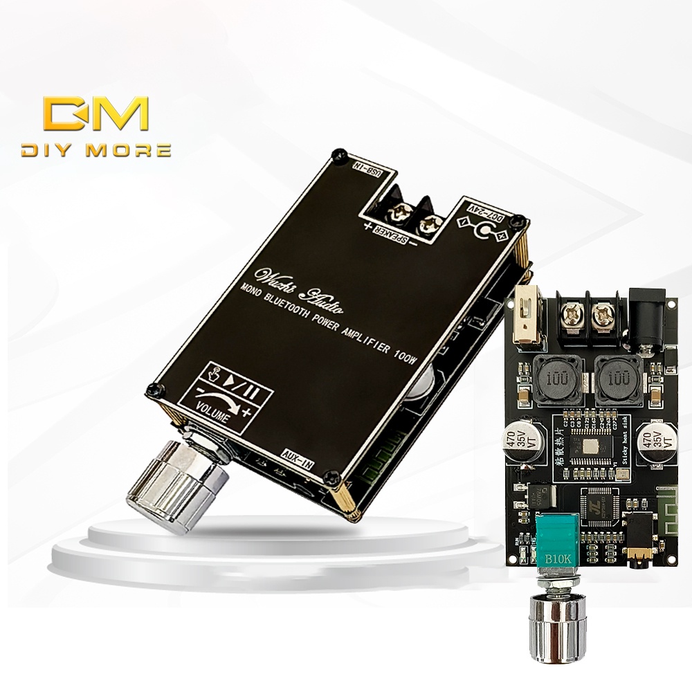 TW100S Mono Bluetooth Amp Board — 100W, TPA3116, TWS Pairing, 9-24V Input, USB/AUX/Bluetooth
