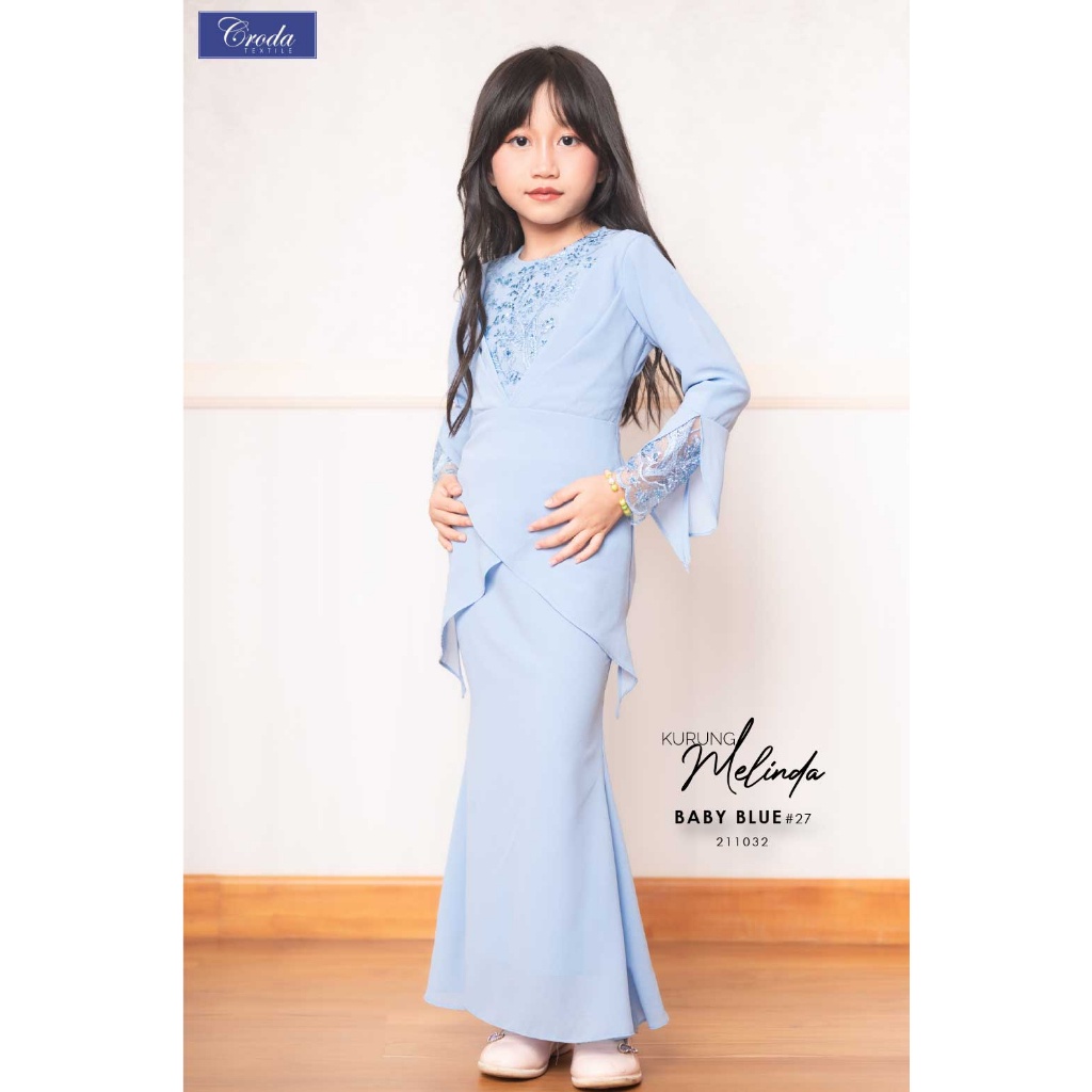 BAJU KURUNG BUDAK BAJU RAYA 2023 MELINDA BABY BLUE BLACK EMERALD GREEN