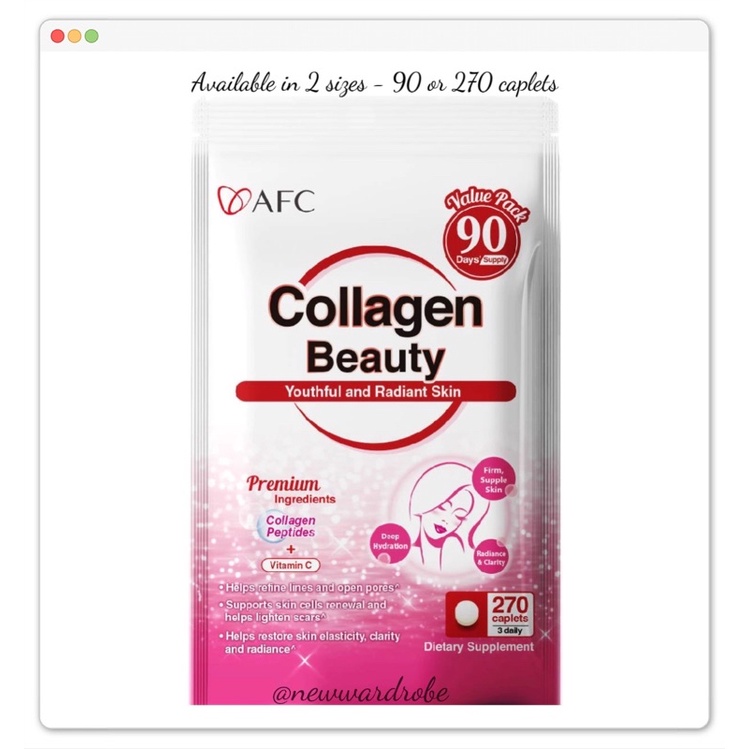 ✨READY STOCKS✨ AFC Collagen Beauty 90/270 caplets (30/90 days supply) - Anti-Aging, Skin, Hair, Nails and Joints Health