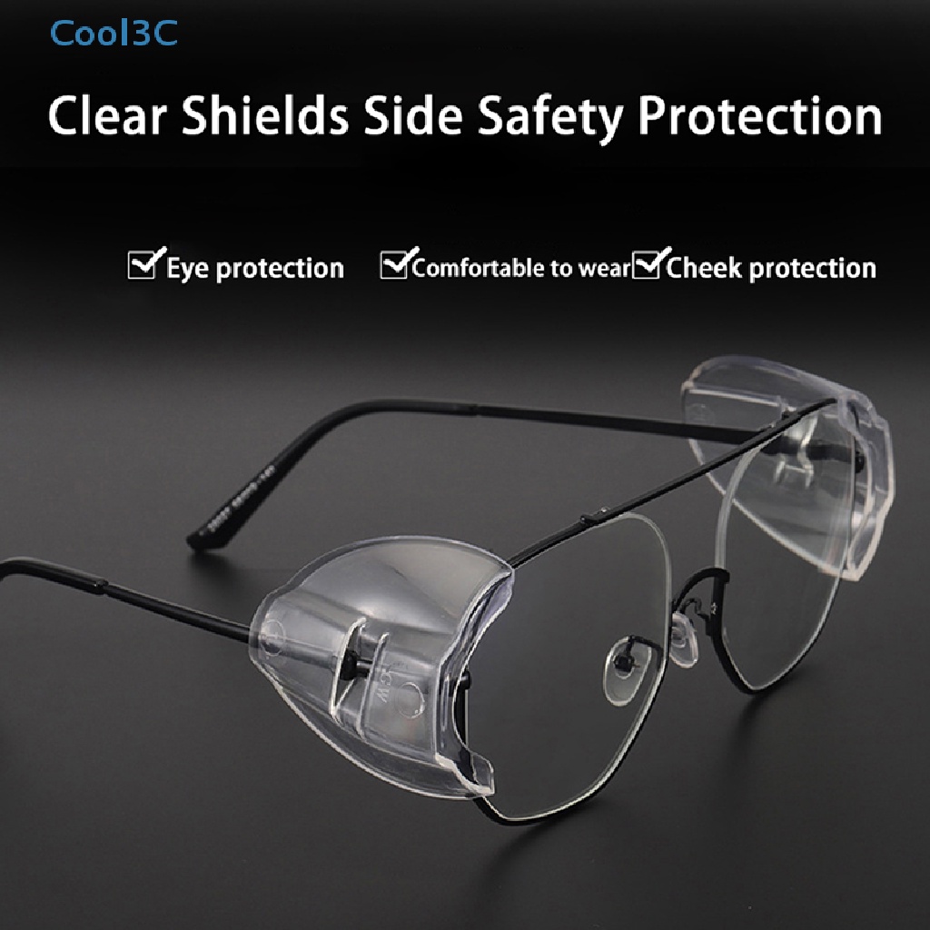 Cool3c 2pcs Eye Flexible Clear Shields Side Safety Goggles Glasses Universal Anti Fog Hot 1823