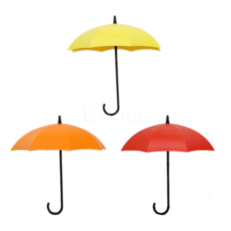JJ* 3X Cute Umbrella Shape Wall Hook for Key Spectacles Hanger Coin Holder Organizer Shopee