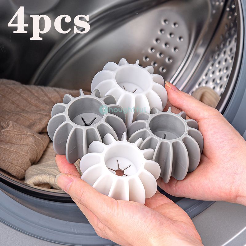 4PCS Laundry Balls Reusable Silicone Washing Machine Cat Hair Catcher