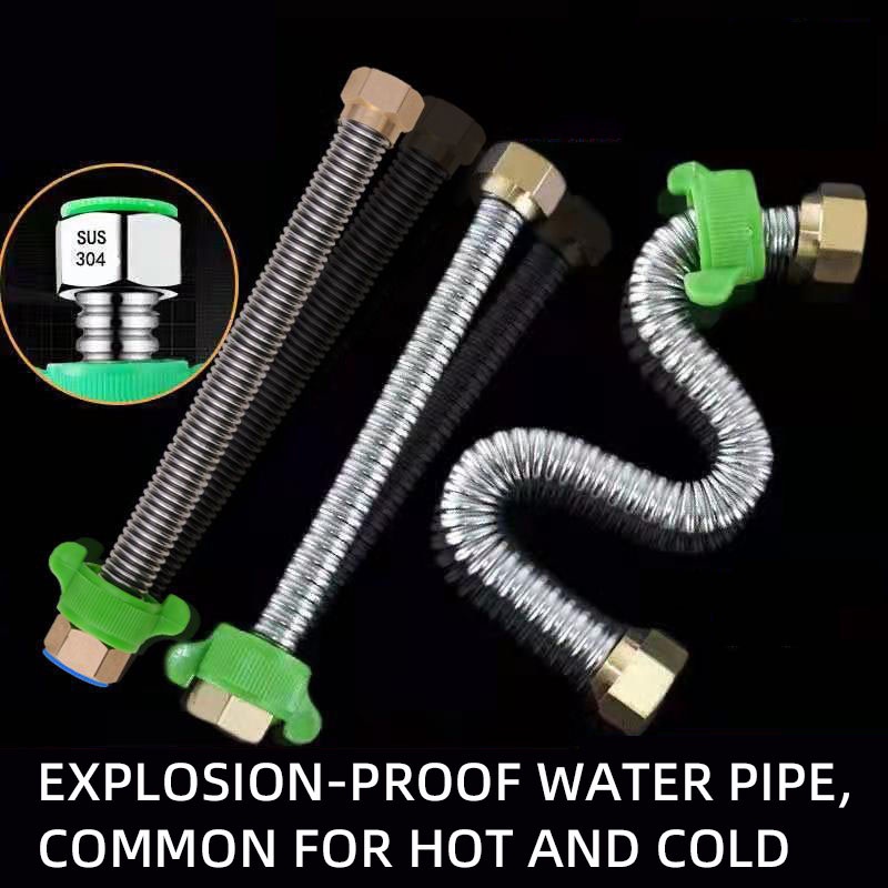 Tap Water Hose 4 Points Inlet Outlet Pipe 304 Stainless Steel