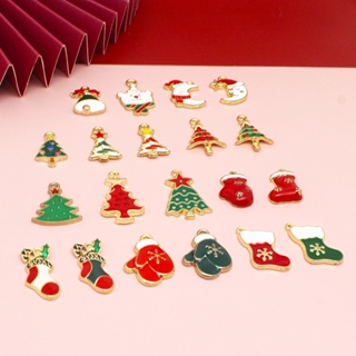 1 Box 48pcs 12 Styles Enamel Christmas Charms Christmas Tree Charms Bulk Reindeer Charms for Jewelry, Jewels Making, Christmas Glove Hat Rhinestone