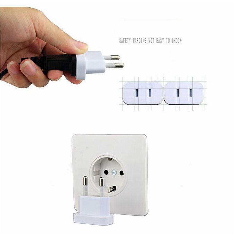 1 Pc Plug Portable Travel Converter 2 Pin Power Socket Adapter Eu To Us ...