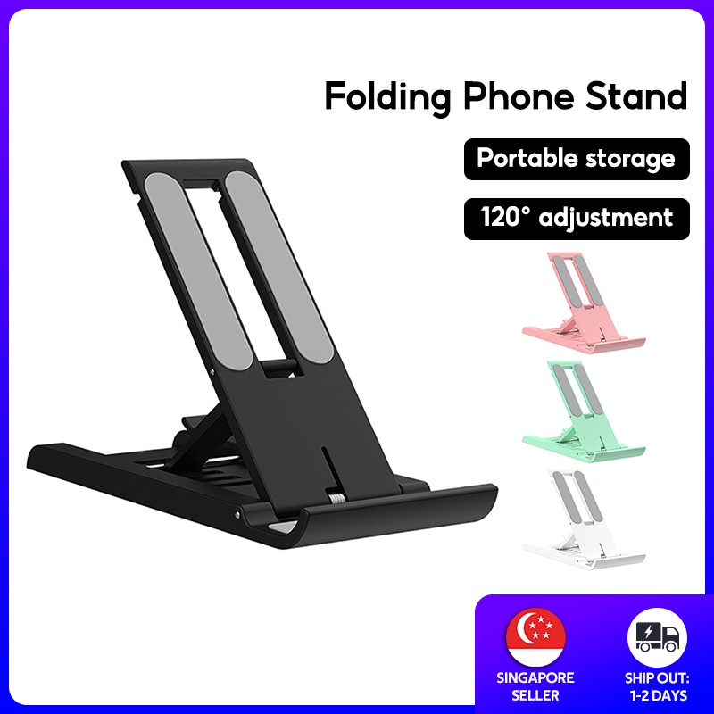 [SG] Phone Holder Desk Mobile Phone Stand Foldable Metal Tablet Holder
