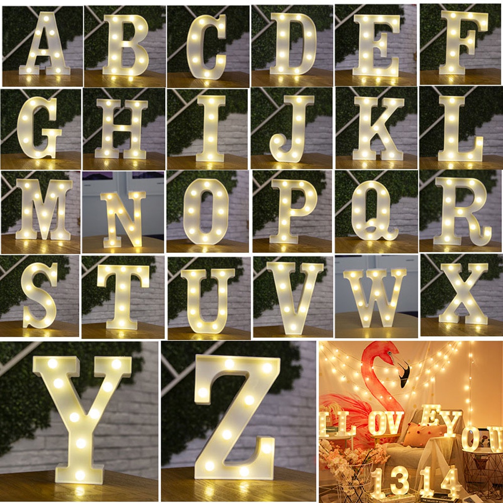 Romantic 3D LED Light Up Alphabet Letter Lights White Plastic Letters ...