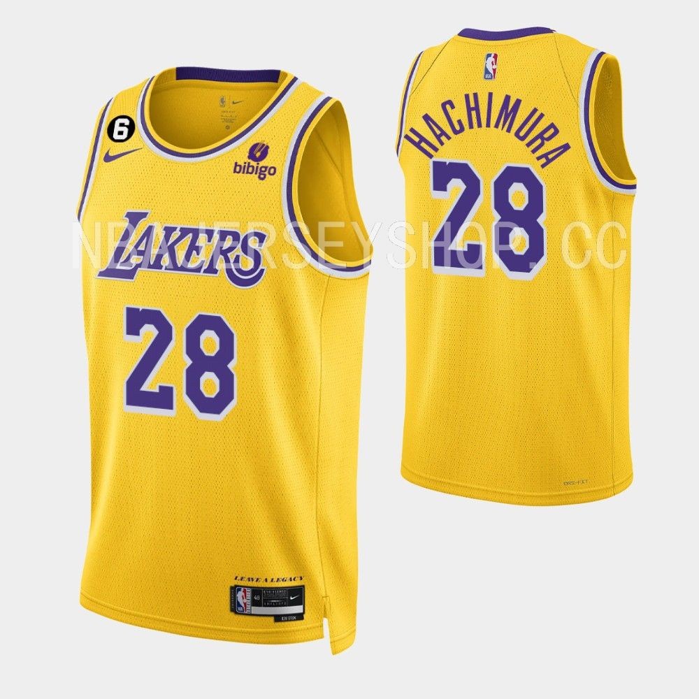 【648】 202223 Los Angeles Lakers 28 Rui Hachimura Yellow Jersey