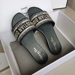 Women's Slippers Summer 2023 New Metal Letter Mosch Versatile Fashion Flat  Sandals Beach Slippers