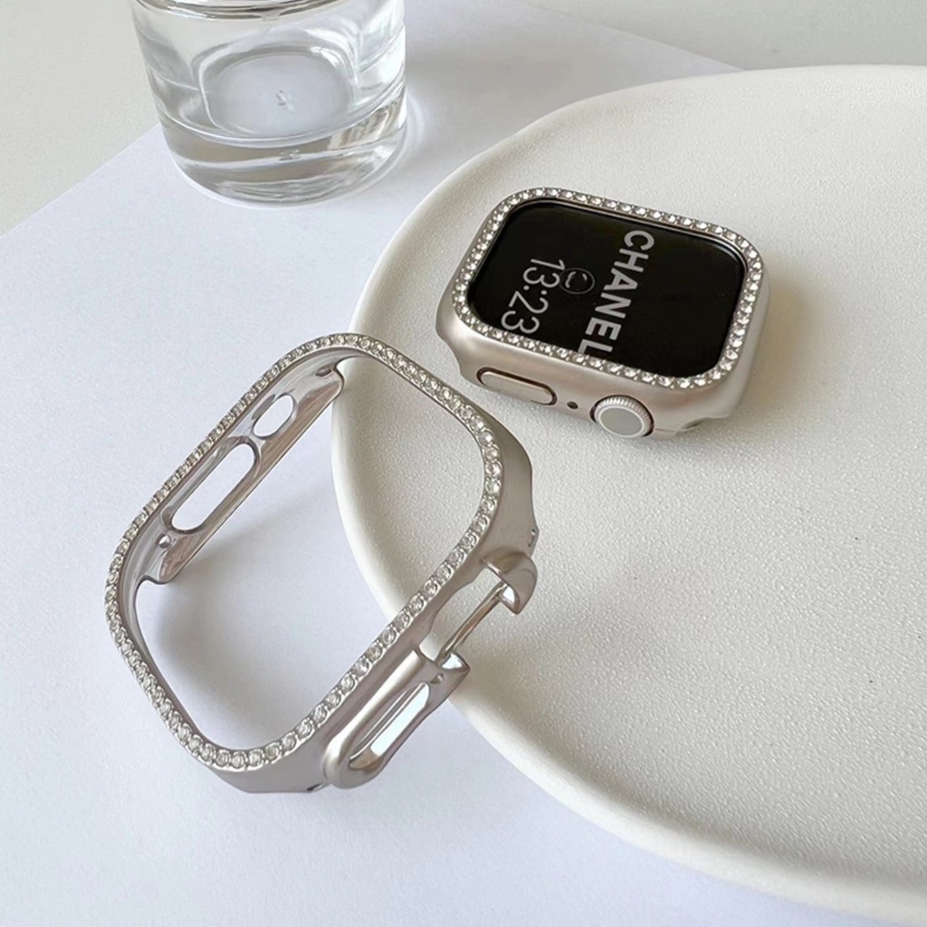 Diamond case cover For Smart watch band Ultra 8 7 6 5 4 3 2 1 case cover 49mm 41mm 45mm 44mm 40mm 42mm 38mm iwatch band Crystal protective bumper Shopee Singapore