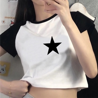 Baby Girl Crop Top Long Sleeve Tshirt Women Casual Harajuku V-Neck