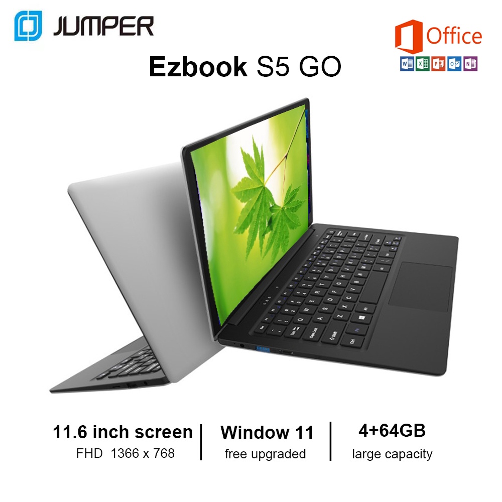 1 Year Warranty  | Jumper EZbook S5 GO 11.6 inch Laptop Computer | 4GB RAM 64GB eMMC | Intel® Celeron N3350 Windows 11 Office Install