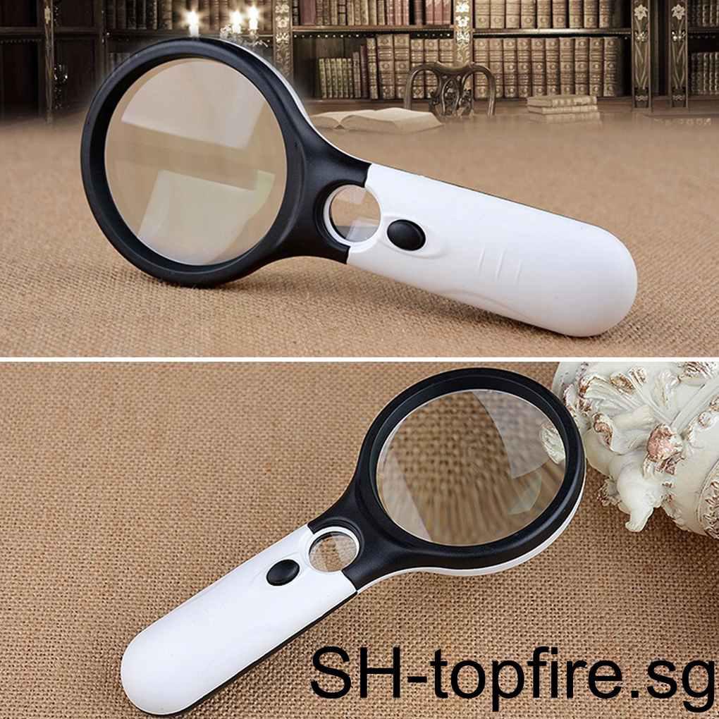 45X Handheld Magnifying Glass Currency Inspection Detection Observation Magnifier with Light
