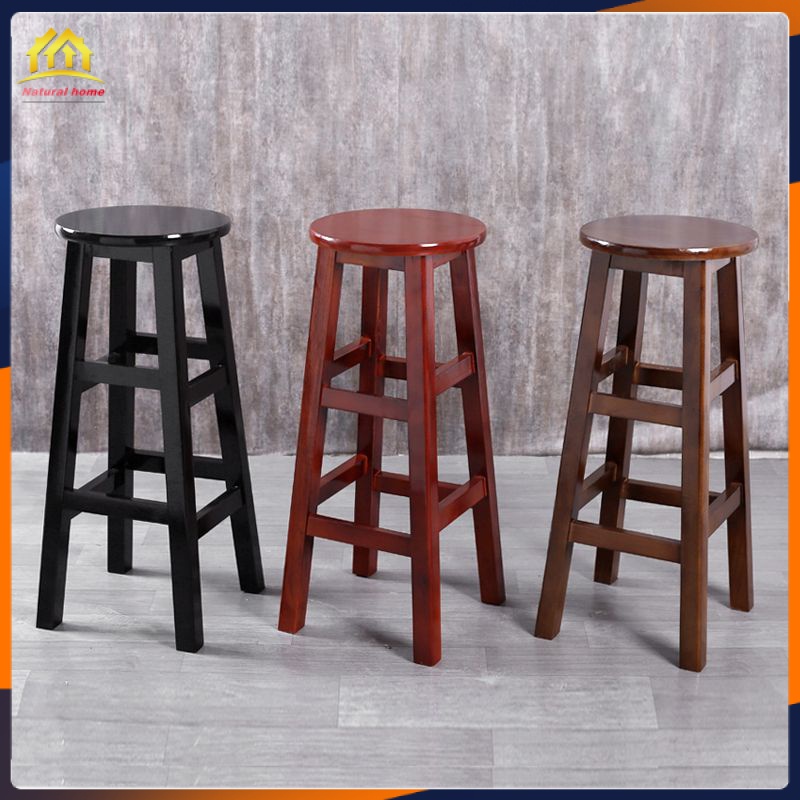 Solid Wood Chair Bar Stool Simple High Chair Bar Stool Milk Tea Stool