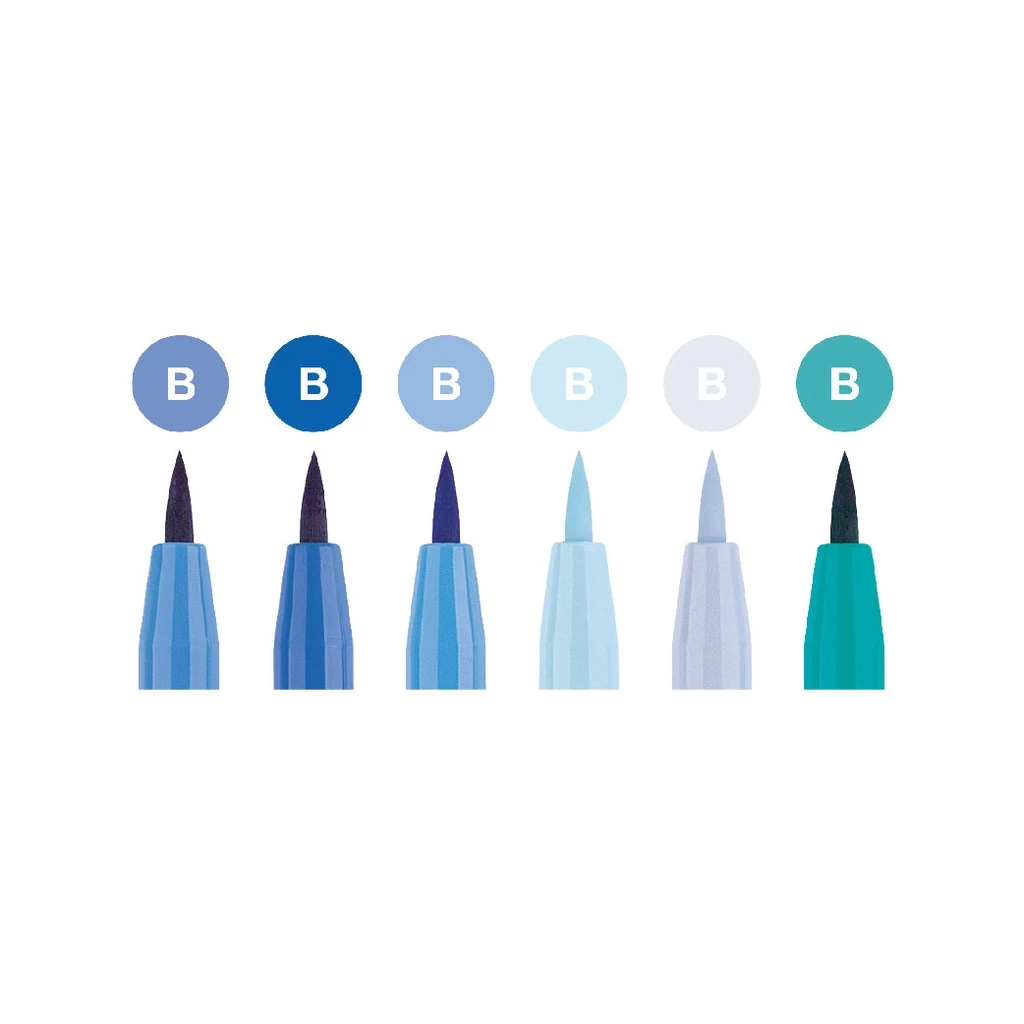 Faber-Castell PITT Artist Pen Brush Shades Of Blue 6 Wallet - Gambar 4